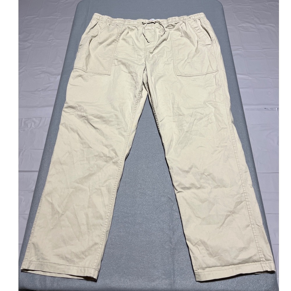 Old Navy Built-In Flex Tan Khaki Relaxed Drawstring Pants XXL Mens Straight Leg
